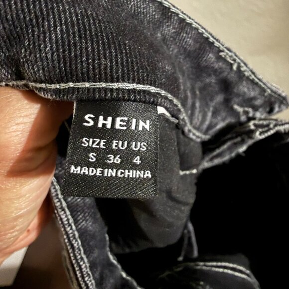 SHEIN Black denim baggy women size S - Picture 2 of 3
